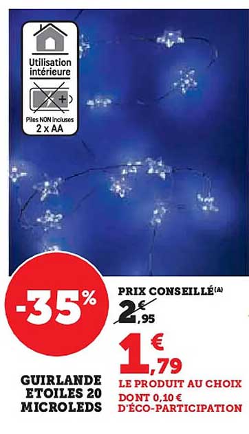 GUIRLANDE ÉTOILES 20 MICROLEDs