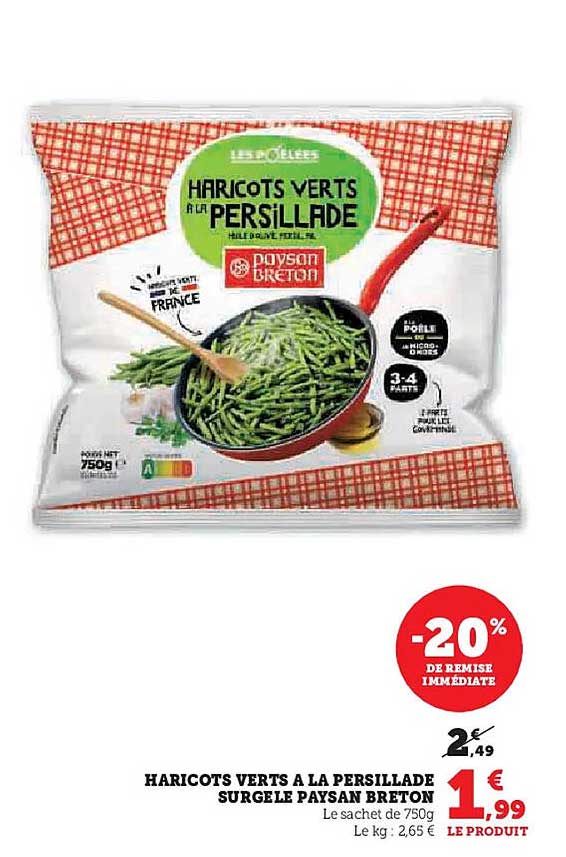 HARICOTS VERTS À LA PERSILLADE SURGELES PAYSAN BRETON