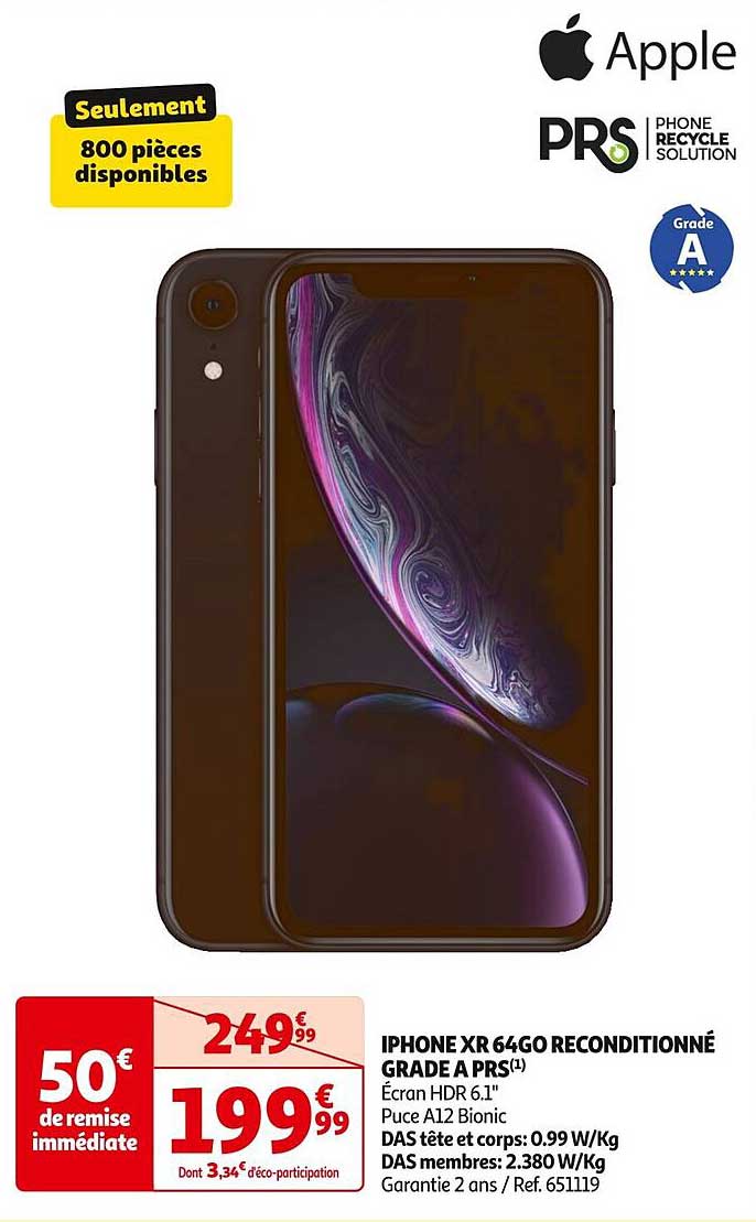 IPHONE XR 64GO RECONDITIONNÉ GRADE A PRS