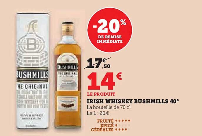 IRISH WHISKEY BUSHMILLS 40°