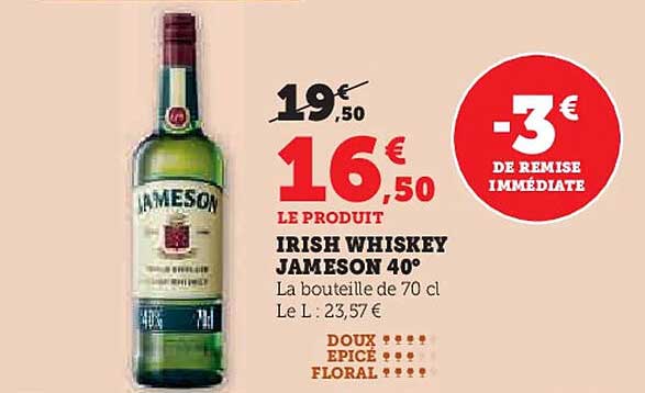 IRISH WHISKEY JAMESON 40°