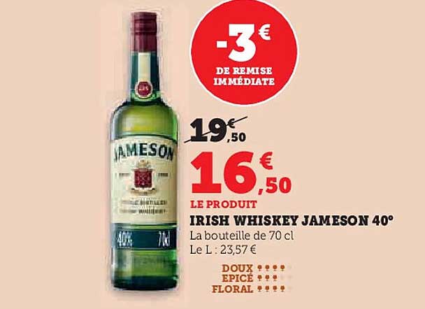 IRISH WHISKEY JAMESON 40°