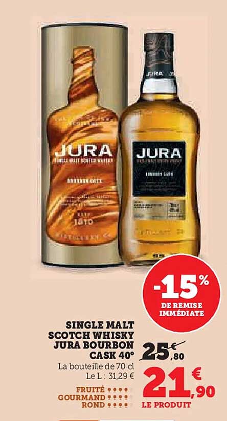 JURA SINGLE MALT SCOTCH WHISKY BOURBON CASK 40°