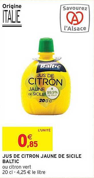 JUS DE CITRON JAUNE DE SICILE BALTIC