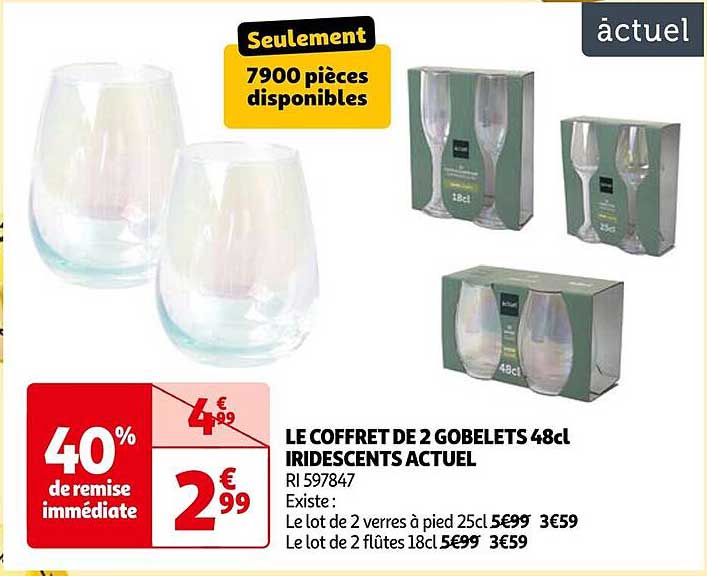 LE COFFRET DE 2 GOBELETS 48cl IRIDESCENTS ACTUEL