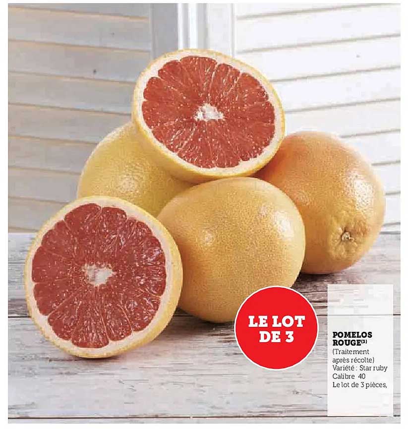 LE LOT DE 3 POMELOS ROUGE(S)