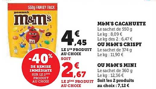 M&M'S CACAHUÈTE OU M&M'S CRISPY OU M&M'S MINI