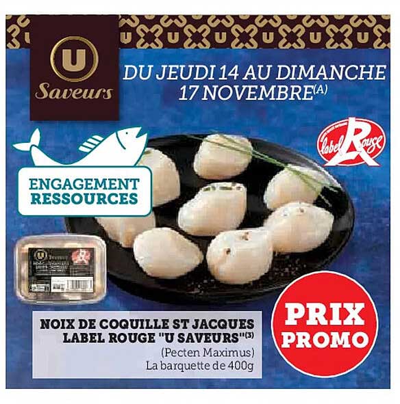 Noix de coquille St Jacques Label Rouge "U Saveurs"