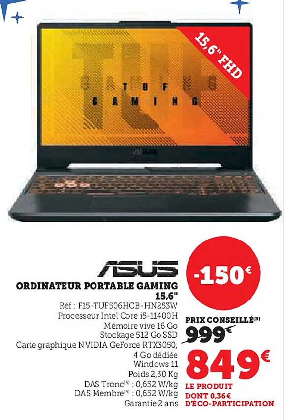 ORDINATEUR PORTABLE GAMING 15,6"