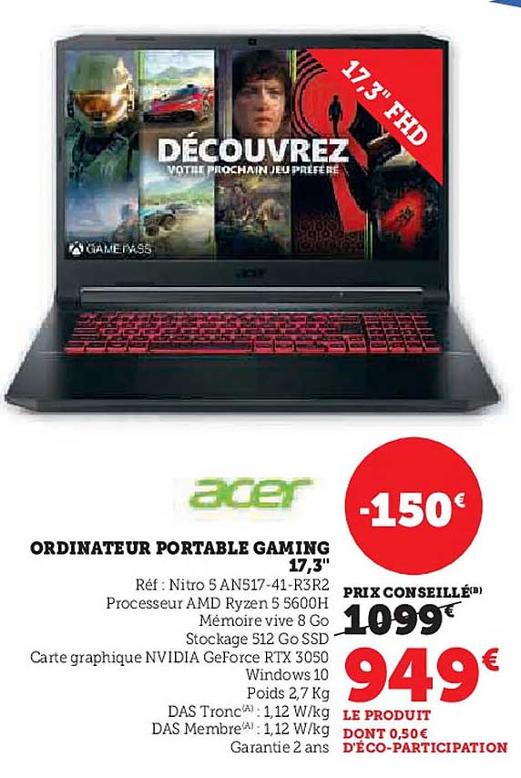 ORDINATEUR PORTABLE GAMING 17,3"