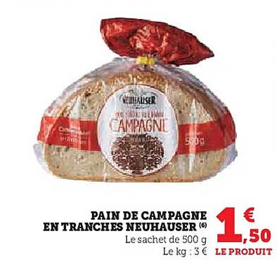 PAIN DE CAMPAGNE EN TRANCHES NEUHAUSER