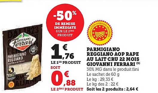 PARMIGIANO REGGIANO AOP RAPE AU LAIT CRU 22 MOIS GIOVANNI FERRARI