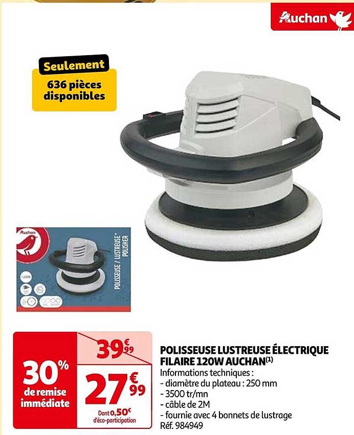 POLISSEUSE LUSTREUSE ÉLECTRIQUE FILAIRE 120W AUCHAN