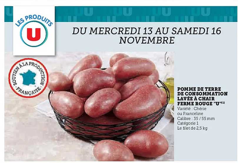 POMME DE TERRE DE CONSOMMATION LAVÉE À CHAIR FERME ROUGE "U"