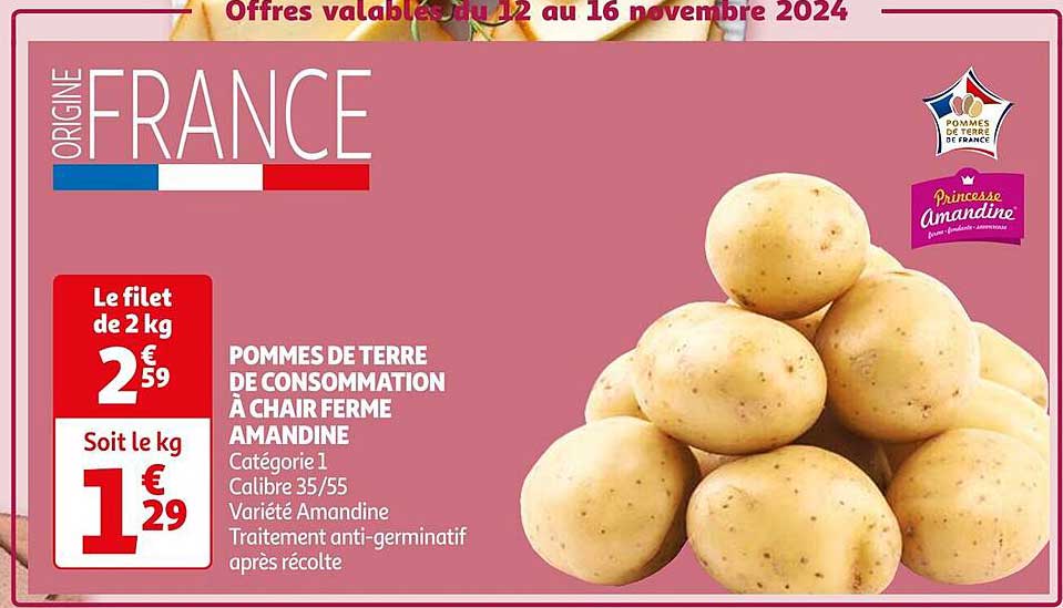 POMMES DE TERRE DE CONSOMMATION À CHAIR FERME AMANDINE