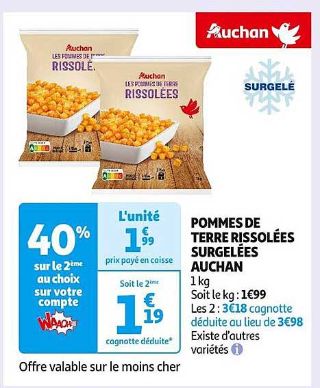 POMMES DE TERRE RISSOLEES SURGELEES AUCHAN