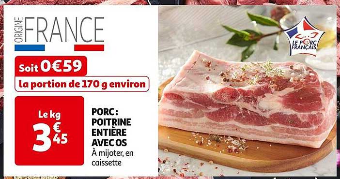 PORC : POITRINE ENTIÈRE AVEC OS