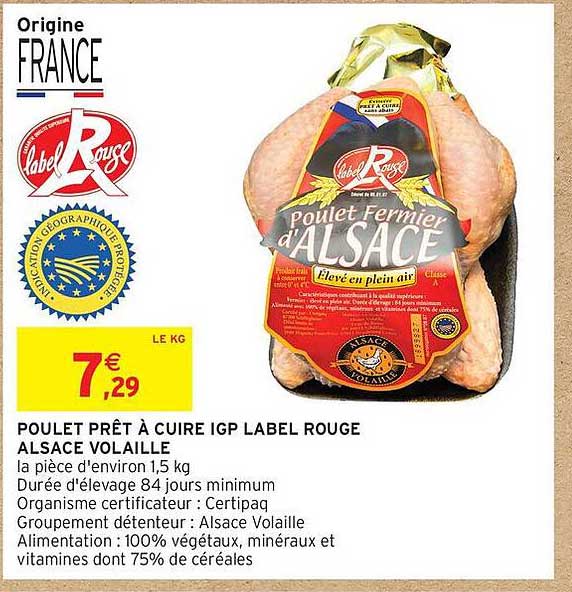 POULET PRÊT À CUIRE IGP LABEL ROUGE ALSACE VOLAILLE