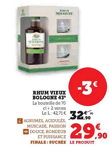 Rhum vieux Bologne 43°