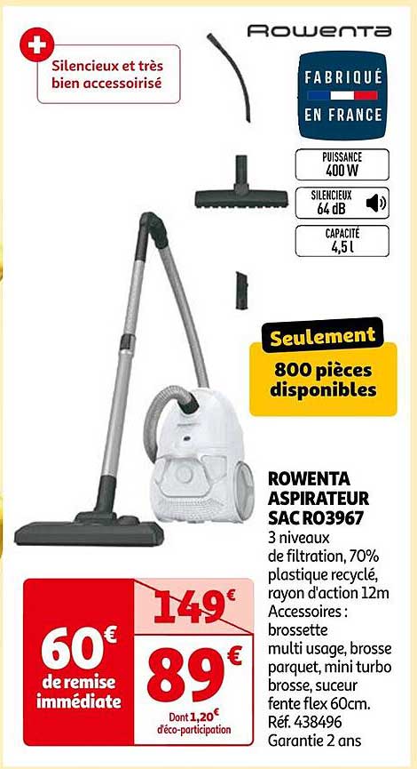 ROWENTA ASPIRATEUR SAC RO3967