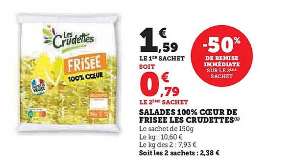 SALADES 100% CŒUR DE FRISEE LES CRUDETTES