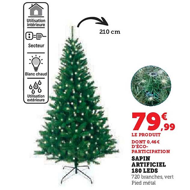 SAPIN ARTIFICIEL 180 LEDS