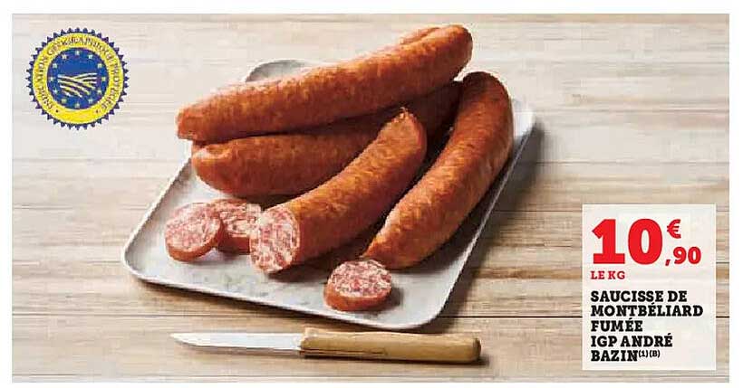 SAUCISSE DE MONTBÉLIARD FUMÉE IGP ANDRÉ BAZIN