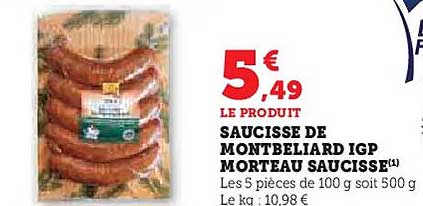 Saucisse de Montbeliard IGP Morceau Saucisse