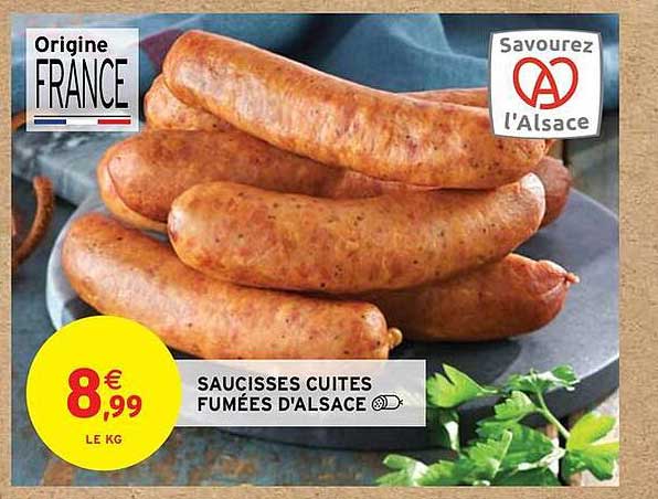 Saucisses cuites fumées d'Alsace