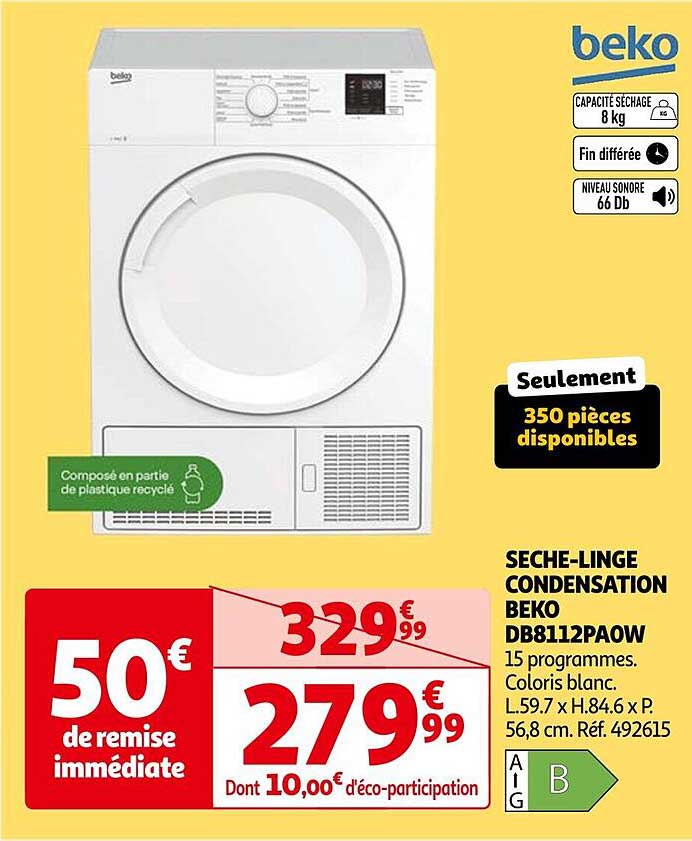 SÉCHE-LINGE CONDENSATION BEKO DB8112PAOW