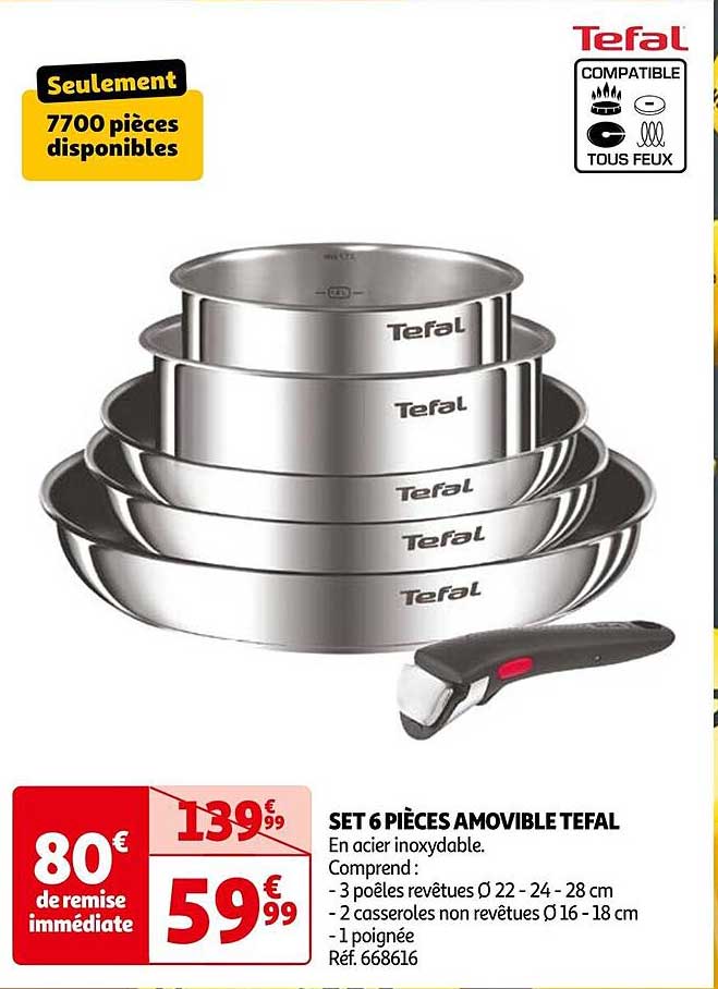 SET 6 PIÈCES AMOVIBLE TEFAL