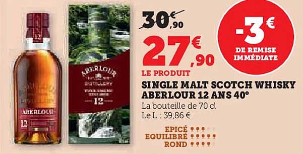 SINGLE MALT SCOTCH WHISKY ABERLOUR 12 ANS 40°