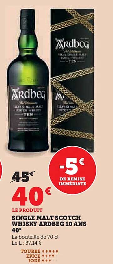 SINGLE MALT SCOTCH WHISKY ARDBEG 10 ANS 40°