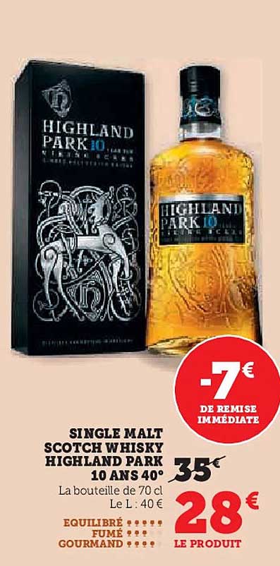 SINGLE MALT SCOTCH WHISKY HIGHLAND PARK 10 ANS 40°