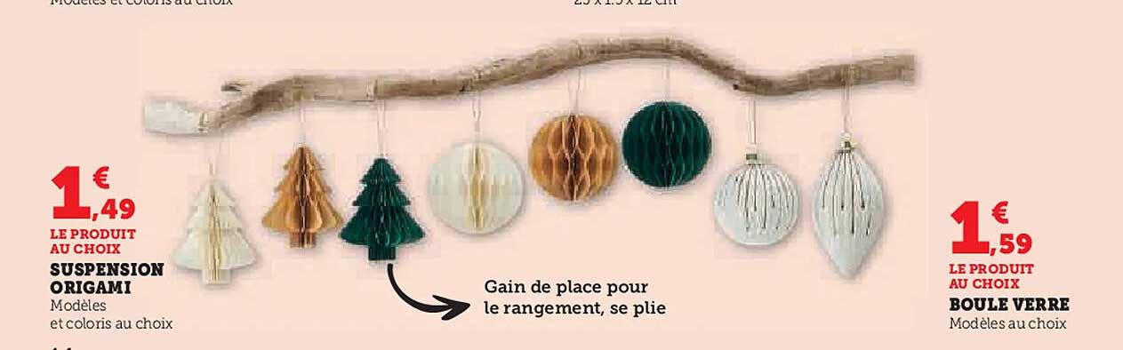 SUSPENSION ORIGAMI  
BOULE VERRE