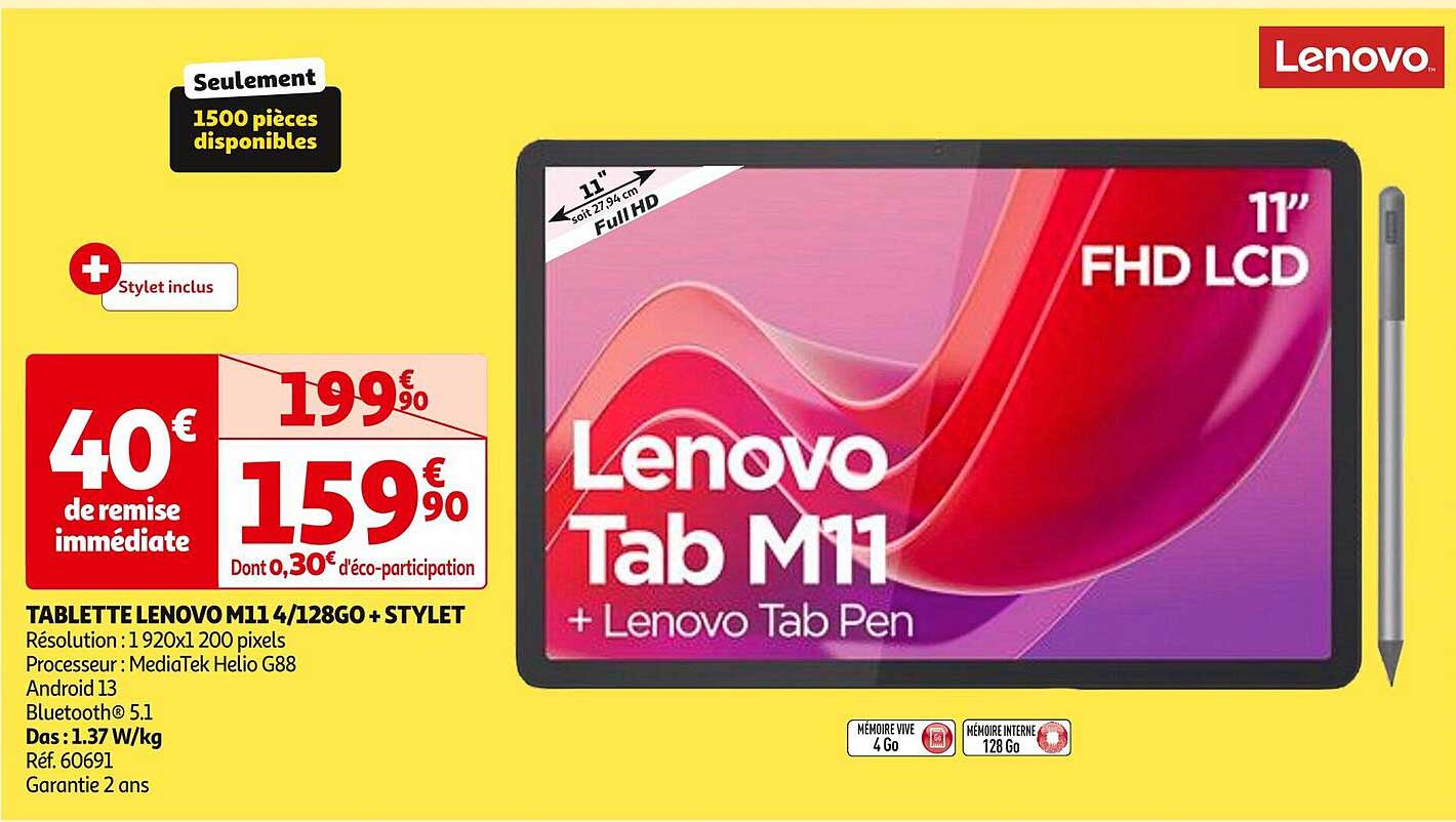 TABLETTE LENOVO M11 4/128GO + STYLET