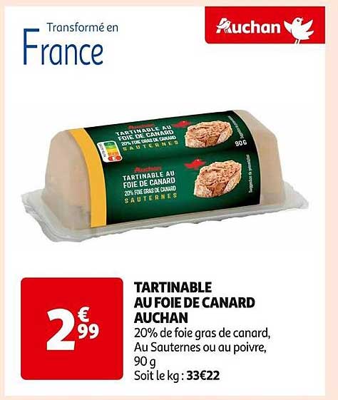 TARTINABLE AU FOIE DE CANARD AUCHAN