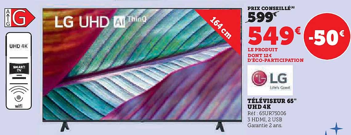 TÉLÉVISEUR 65" UHD 4K