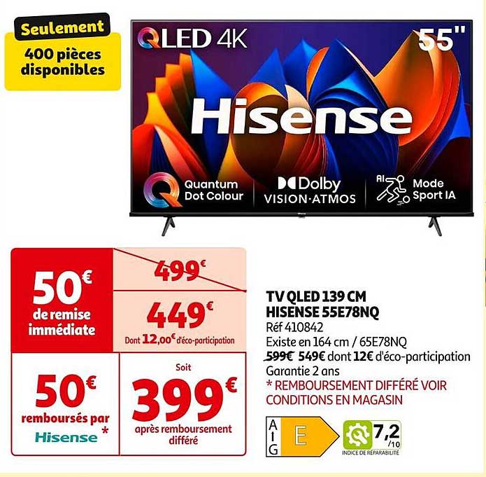 TV QLED 139 CM HISENSE 55E78NQ