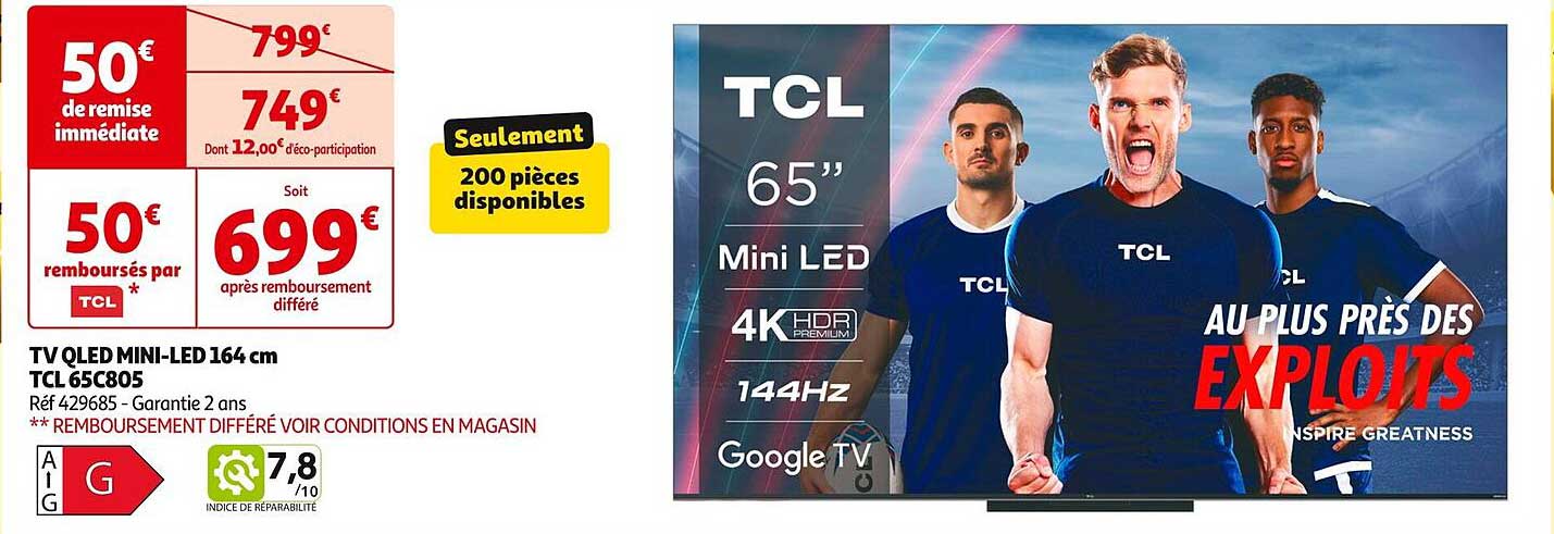 TV QLED MINI-LED 164 cm TCL 65C805