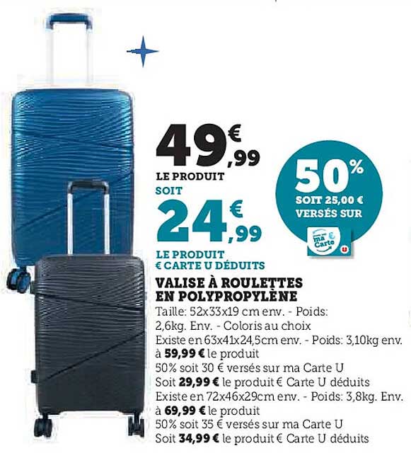 VALISE À ROULETTES EN POLYPROPYLÈNE