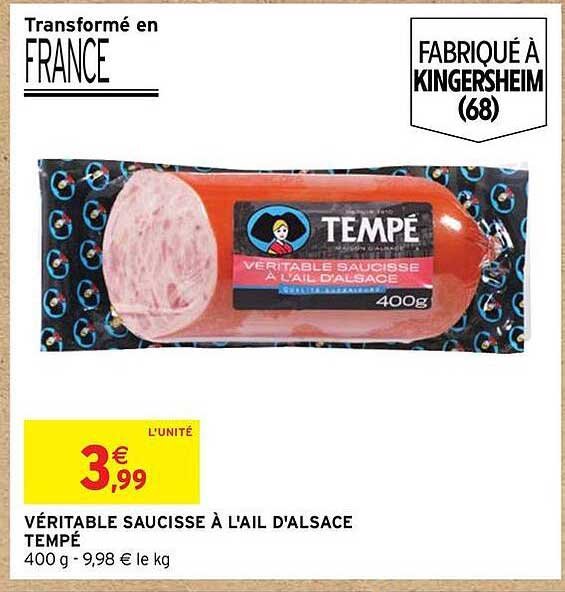 VÉRITABLE SAUCISSE À L'AIL D'ALSACE TEMPÉ