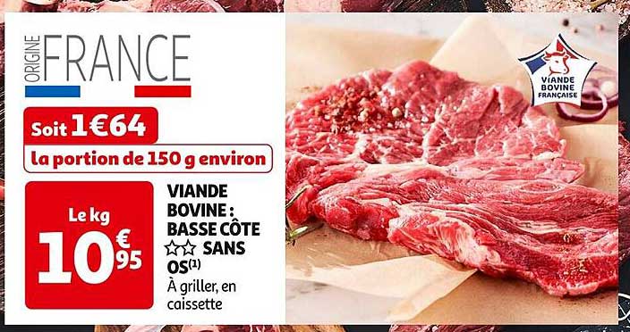 VIANDE BOVINE : BASSE CÔTE SANS OS