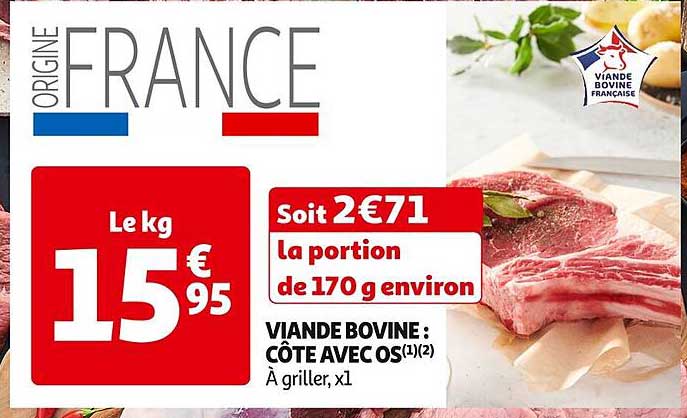 VIANDE BOVINE : CÔTE AVEC OS