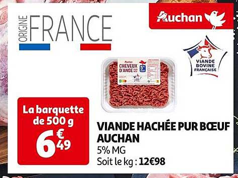 VIANDE HACHÉE PUR BŒUF AUCHAN