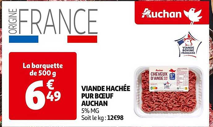 VIANDE HACHÉE PUR BŒUF AUCHAN