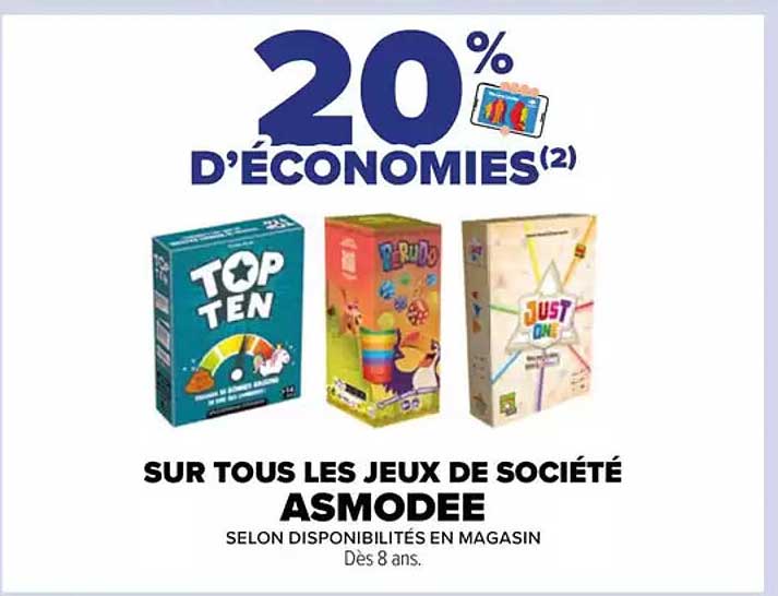 20 % D'ÉCONOMIES SUR TOUS LES JEUX DE SOCIÉTÉ ASMODEE