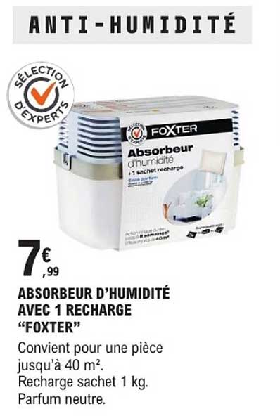 ABSORBEUR D'HUMIDITÉ AVEC 1 RECHARGE “FOXTER”