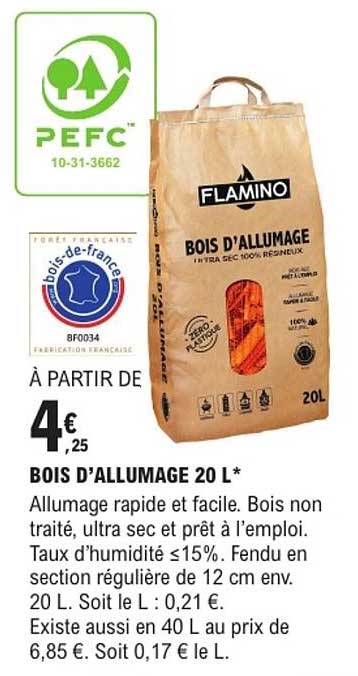 BOIS D'ALLUMAGE 20 L