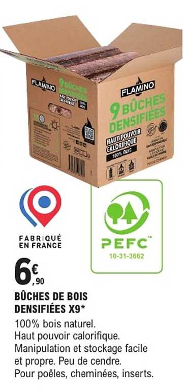 BÛCHES DE BOIS DENSIFIÉES X9*